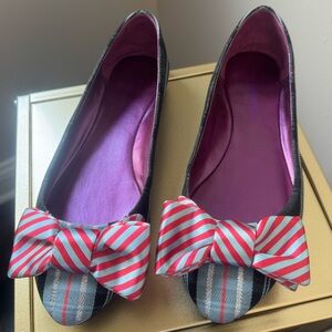Coach Poppy flats - plaid with tie stripe bows. size 7.